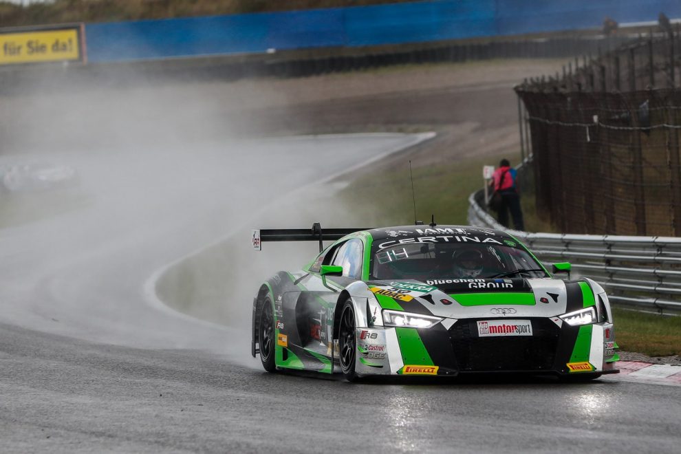 Rain brings blessings: After switching to rain tires early on, Rahel Frey set off on a race to catch up. After just 18 of the 32 laps, the number 14 no longer appeared on the windshield of the green Yaco-Audi R8, but the number 1 instead. 