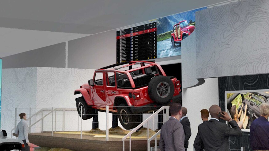 The virtual ride in a Jeep Wrangler leads over the legendary trail "Hell's Revenge