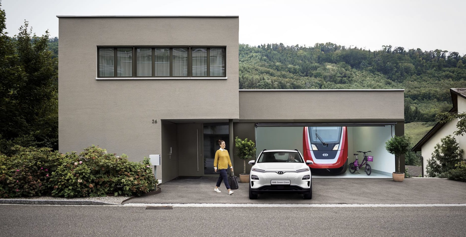 Die SBB Green Class bietet das Halbtax-Abo sowie den Kona electric in einem attraktiven Paket an.